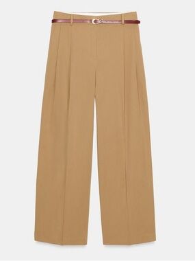 ZARA BELTED PLEATED PANTS